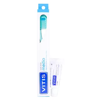 Cepillo Mediano Vitis + Crema Dental Blanqueadora