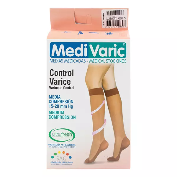 Media Medivaric Rodilla -S- Negro Media Compresion