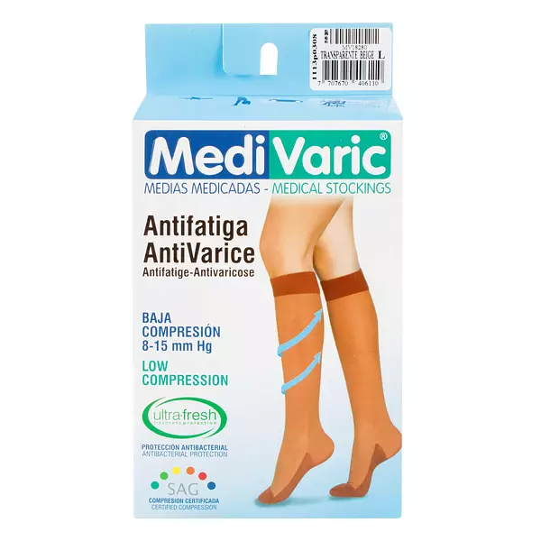 Media Medivaric Rodilla -L- Beige Baja Compresion Nti