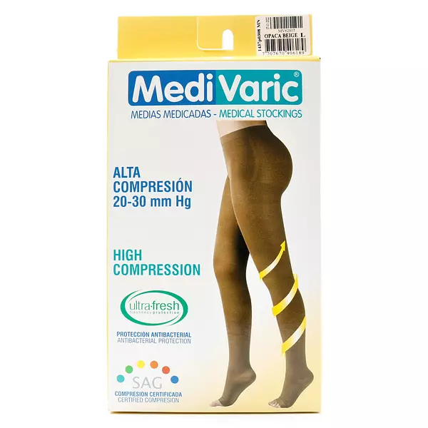 Media Medivaric Cadera -L- Beige Alta Compresion Nti