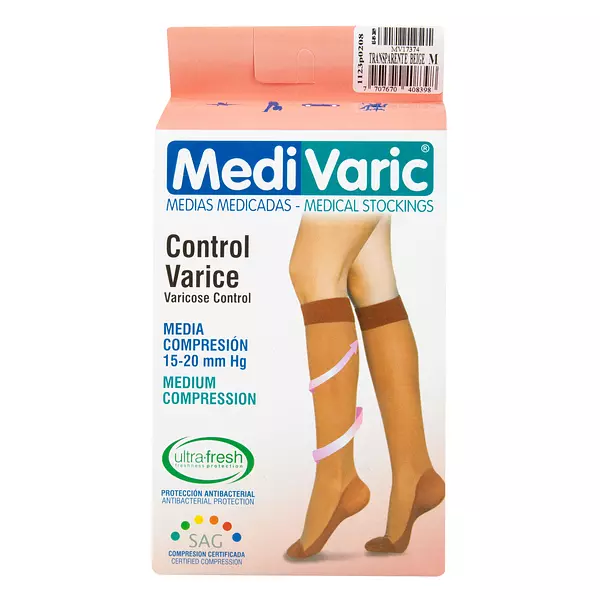 Media Medivari Rodilla -M- Beige Mediana Compresion Nti