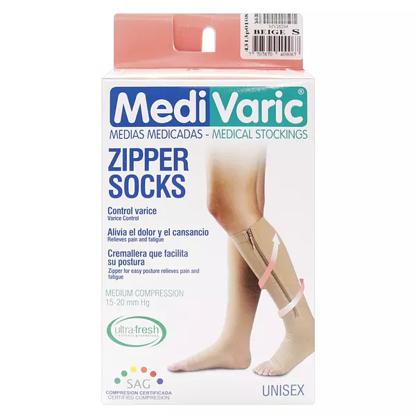 Media Medivaric Cremallera -S- Beige De 1/2 Compresion Nti