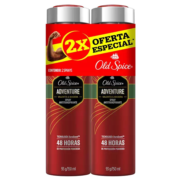 2 Pack Old Spice Spray Adventure Aerosol 93 Gr