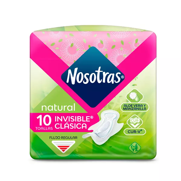 Toallas Nosotras Natural Invisible Clasica Tela