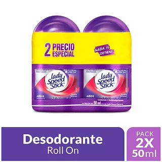 2 Desodorante Lady Roll On Doble Defense Floral Fresh 50 Ml