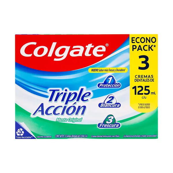 3 Cremas Colgate Triple Accion Econo Pack 125 Gr