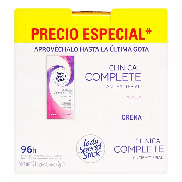 Desodorante Lady Crema Clinical Complete Powder 9 Gr