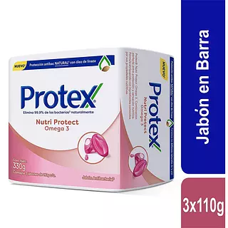 3 Jabones Protex Antibacterial Con Omega 3 110 Gr