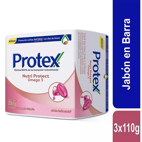 3 Jabones Protex Antibacterial Con Omega 3 110 Gr