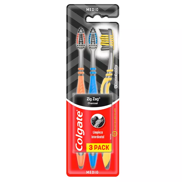 3 Cepillos Dental Colgate Zig Zag Charcoal