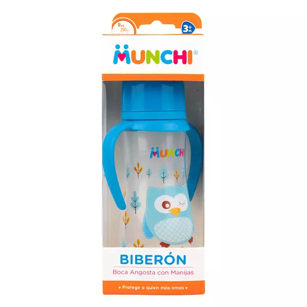 Biberon Munchi Boca Angosta Con Manija 8 Oz