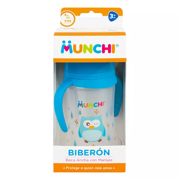 Biberon Munchi Con Manijas Boca Ancha 8 Oz