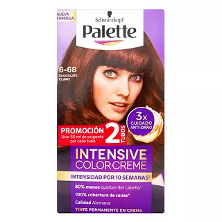 Tinte Palette Color Crema Kit 6-68 Chocolate Claro + Doble Tubo
