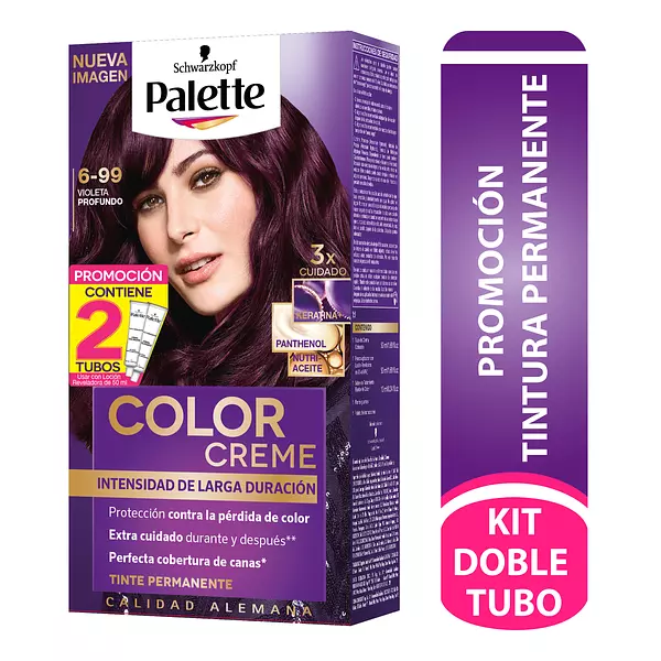 Tinte Palette Color Cre Kit 6-99 Violeta Profundo +Dos Tubos