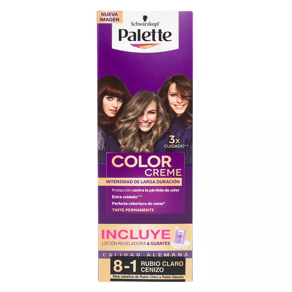 Tinte Palette Color Crema 8-1 Rubio Claro Cenizo