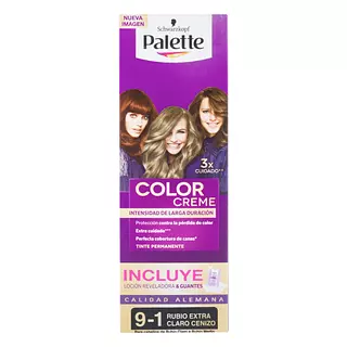 Tinte Palette Color Crema 9-1 Rubio Extra Claro Cenizo