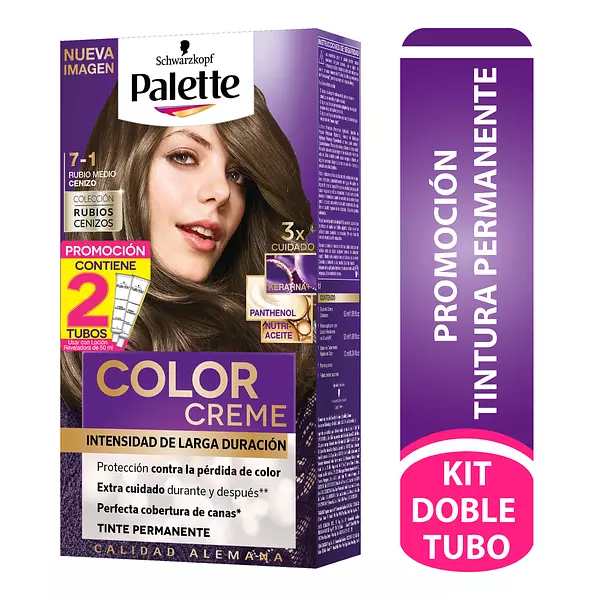 Palette Color Crema Kit 7-1 Rubio Mediano Cenzo +Doble Tubo