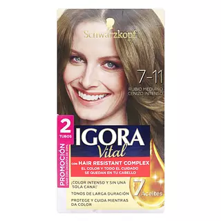 Tinte Igora Vital Kit 7-11 Rubio Mediano Cenizo Intenso