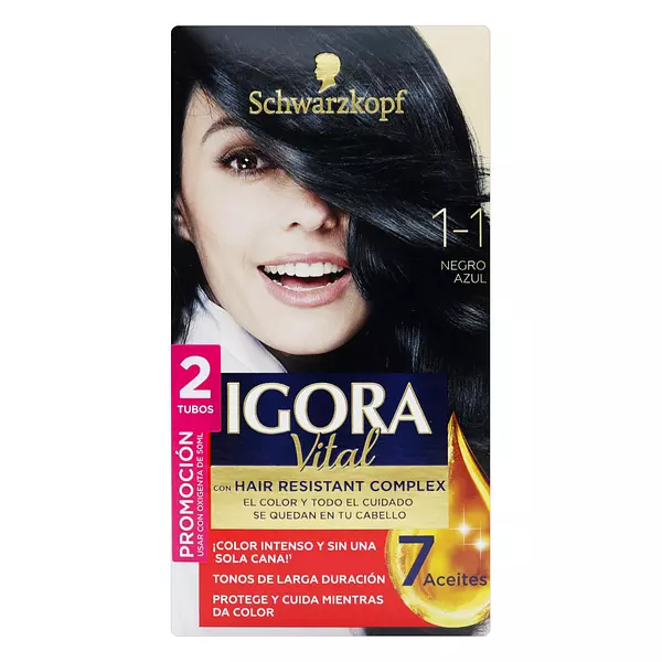 Tinte Igora Vital Kit 1-1 Negro Azul