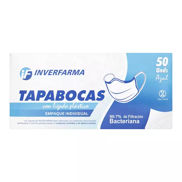 Tapaboca Desechable Azul Empaque Individual Inverfarma