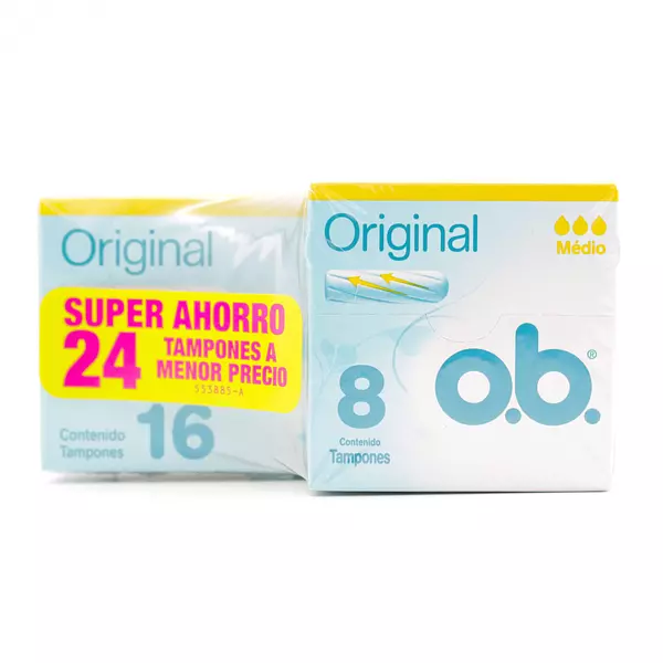 Tampones Ob Original Medio 16 + 8 Unidades Super Ahorro