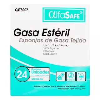 Gasa Alfa Safe Esteril 3x3 Yardas (7.5 X 7.5 Cms)