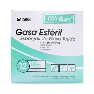 Gasa Alfa Safe Esteril 4x4 Yardas (10 X 10 Cms)