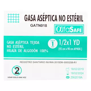 Gasa Alfa Aseptica 1/2x1