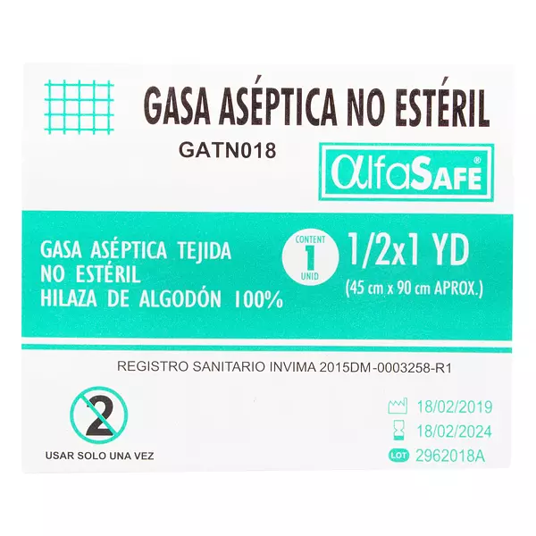 Gasa Alfa Aseptica 1/2x1