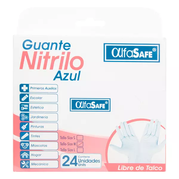 Guante Examen Nitrilo Azul Alfa Talla M