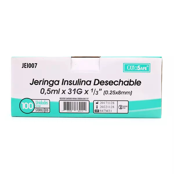 Jeringa Alfa Insulina 0.5 Ml 31gr X1/3 (8mm)