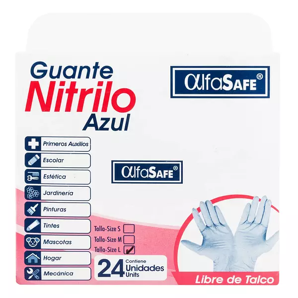 Guante Examen Nitrilo Azul Alfa Talla L