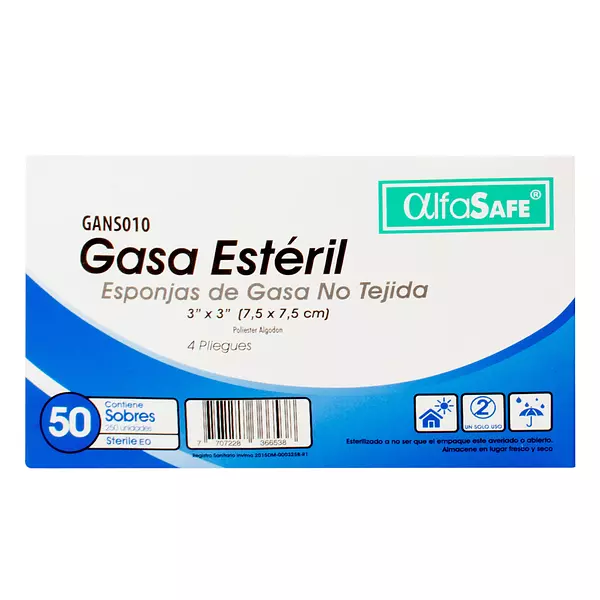 Gasa Alfa Esteril No Tejida 3x3 7.5 Cm