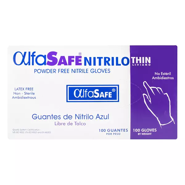 Guante Nitrilo Alfa Liviano Azul Talla S