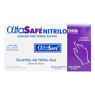 Guante Nitrilo Alfa Liviano Azul Talla M