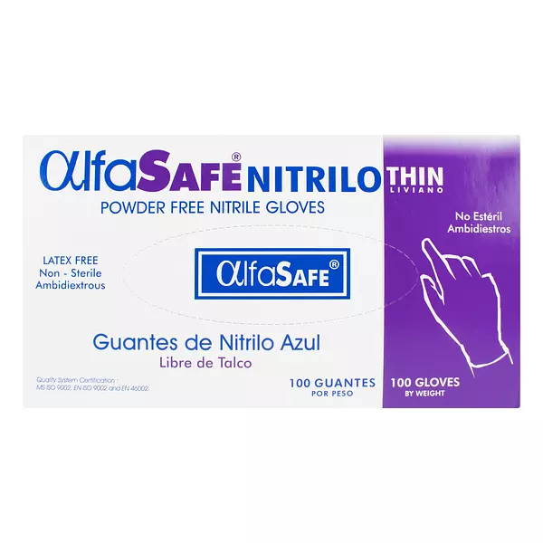 Guante Nitrilo Alfa Liviano Azul Talla M