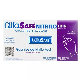 Guante Nitrilo Alfa Liviano Azul Talla L