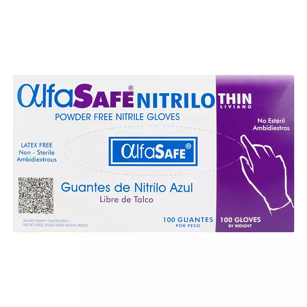 Guante Nitrilo Alfa Liviano Azul Talla L