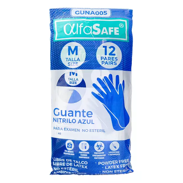 Guantes Nitrilo Alfasafe Azul Talla M