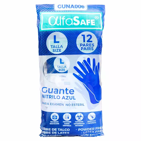 Guantes Nitrilo Alfasafe Azul Talla L