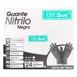 Guantes Nitrilo Alfasafe Negro Talla L
