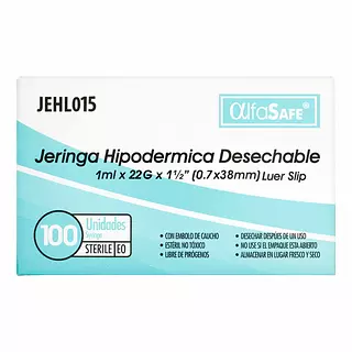 Jeringa Alfa Hipodermica 3p 1ml 22 Gr X 1 1/2