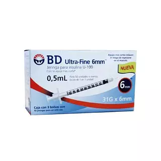 Jeringa Bd Insulina 0.5 Ml 31gr X 6 Mm