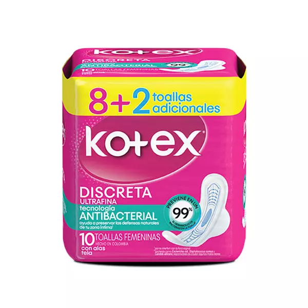 Toallas Kotex Antibacterial Femenina