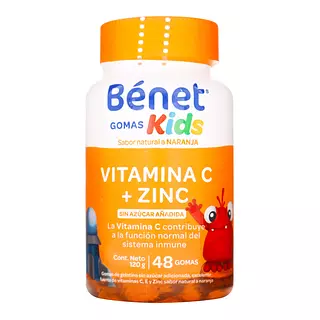 Gomas De Gelatina Benet Kids Vitamina C + Zinc 120 Gr