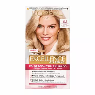 Tinte Excellence Creme Kit 9.1 Rubio Claro Cenizo