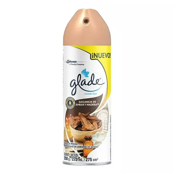 Ambientador Glade Spray Ambar Y Madera 250 Gr