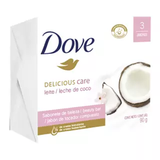 3 Jabon Dove Leche De Coco 90 Gr