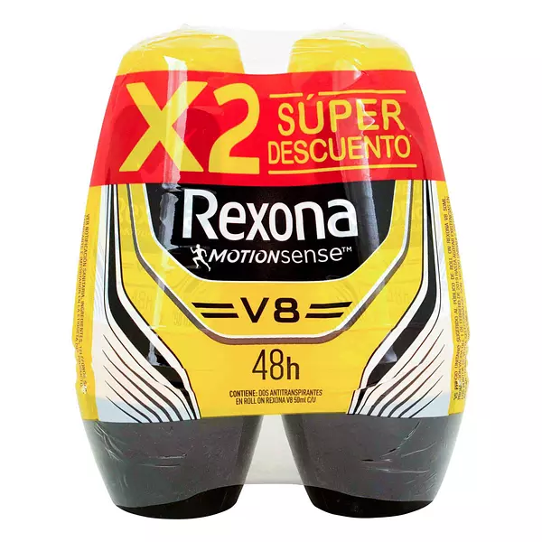 2 Desodorante Rexona Rollon Men V8 50 Ml