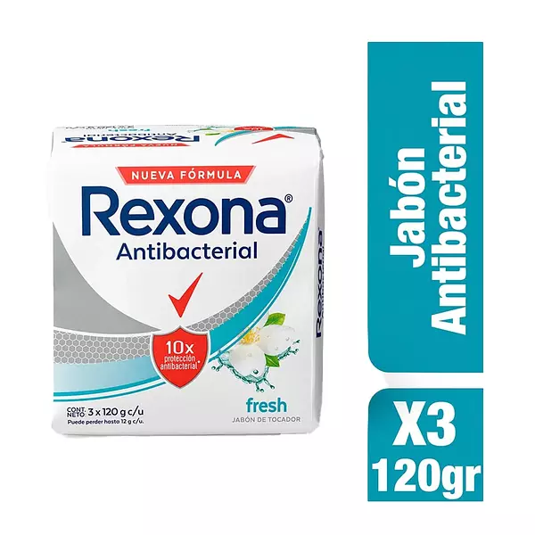 3 Jabones Rexona Antibacterial Fresh 120 Gr